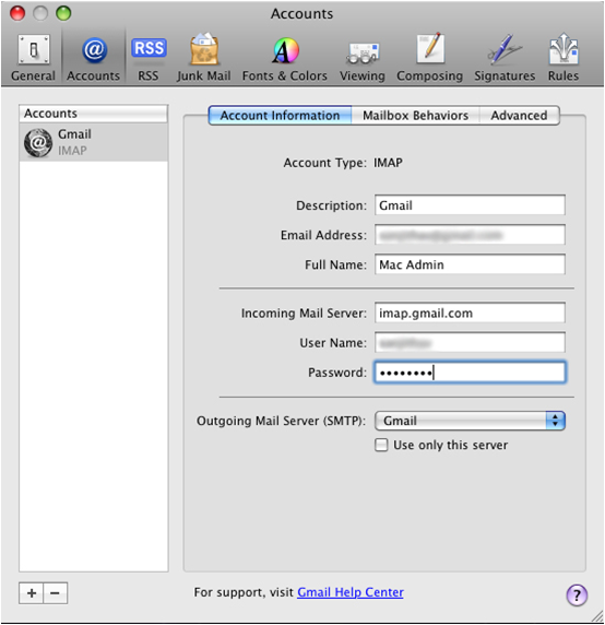set up gmail in outlook for mac 2011